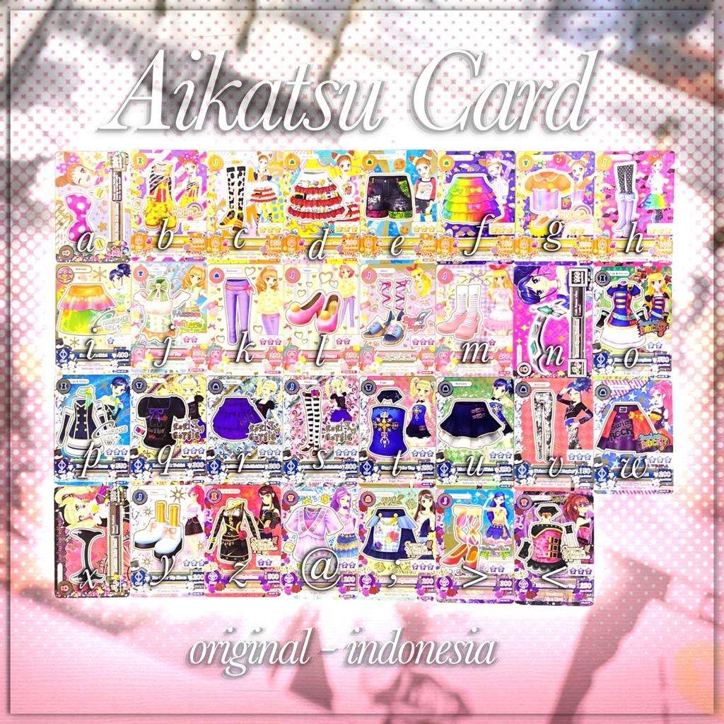 Kartu Original  |  Aikatsu Cards Indonesia ; Ichigo, Aoi Aquarius Rare, Otome, Maria, Ran rare dress