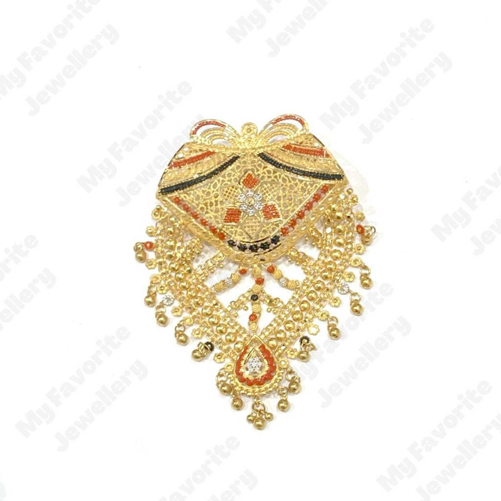 Bross dan Liontin Rumbai Ala Dubai Emas Asli Kadar 700 16K