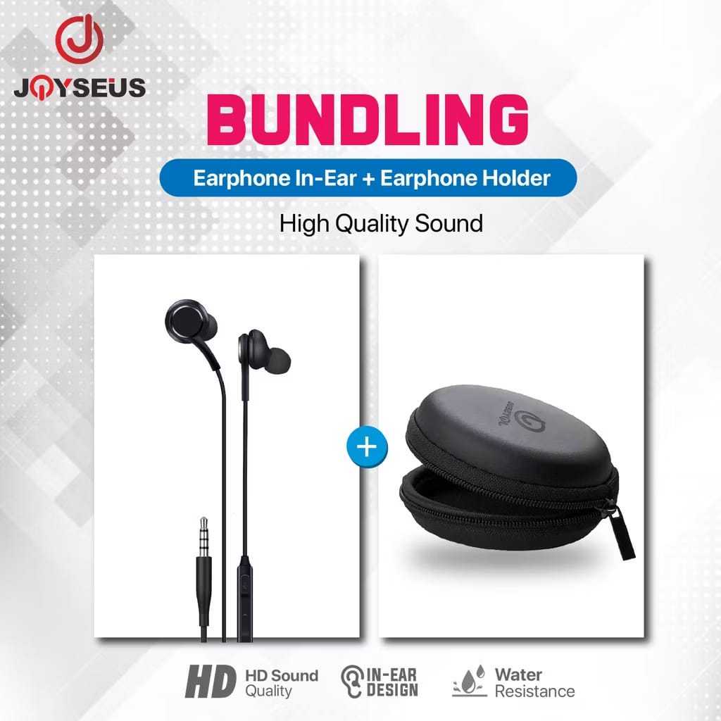 BUNDLING JOYSEUS Earphone In-Ear Sport BASS & Case Round