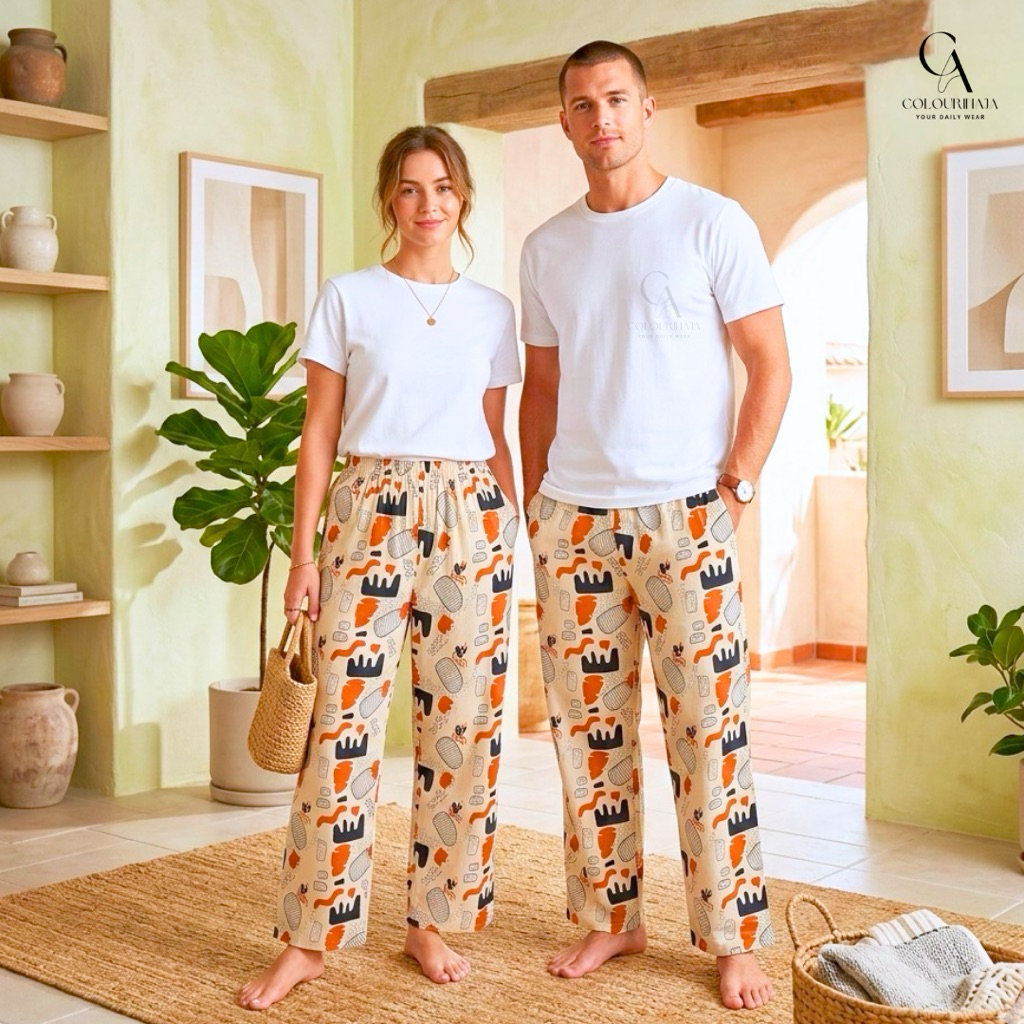 COLOURINAJA Celana Panjang Unisex (L) - Celana Tidur Panjang - Celana Panjang Pria - Celana Panjang 