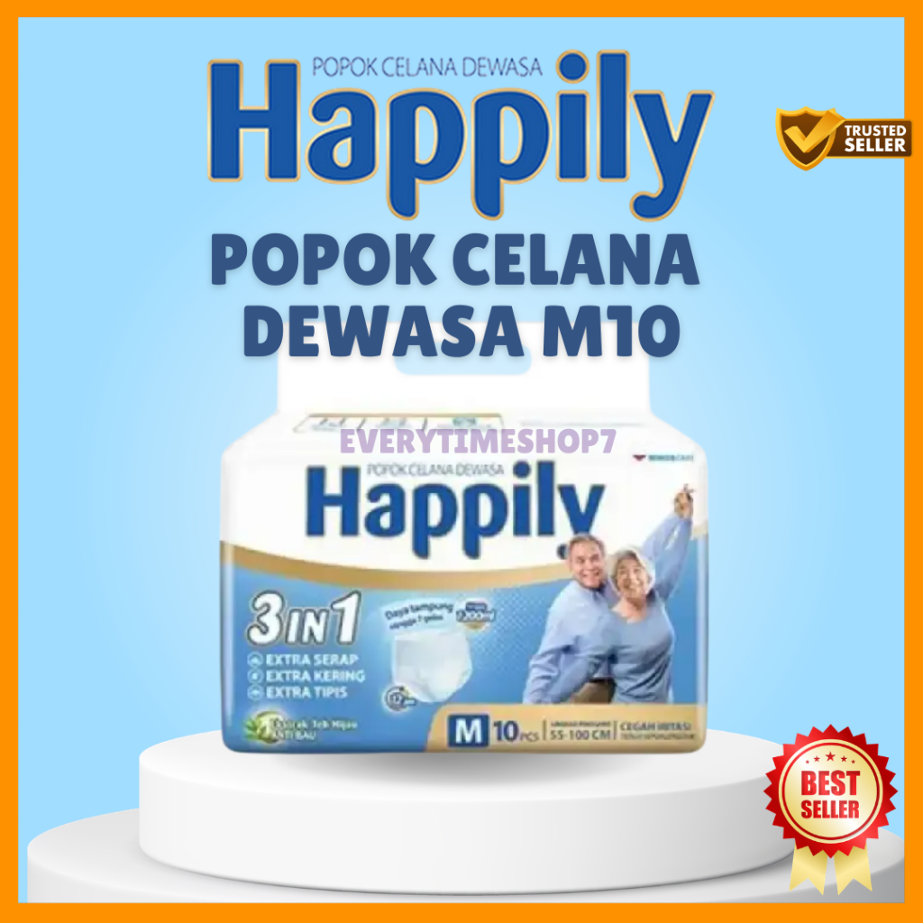 Happily Popok Celana Dewasa M10 – Pampers Celana Lansia Anti Bocor & Nyaman Dipakai