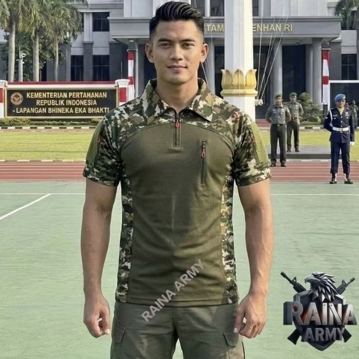 kaos bdu kaos tactical bdu scuba t-shirt wangki kaos pria loreng linud kostrad sage green lengan pen