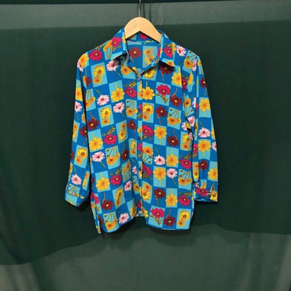 Kemeja FLOWER Vintage Blue [RARE]