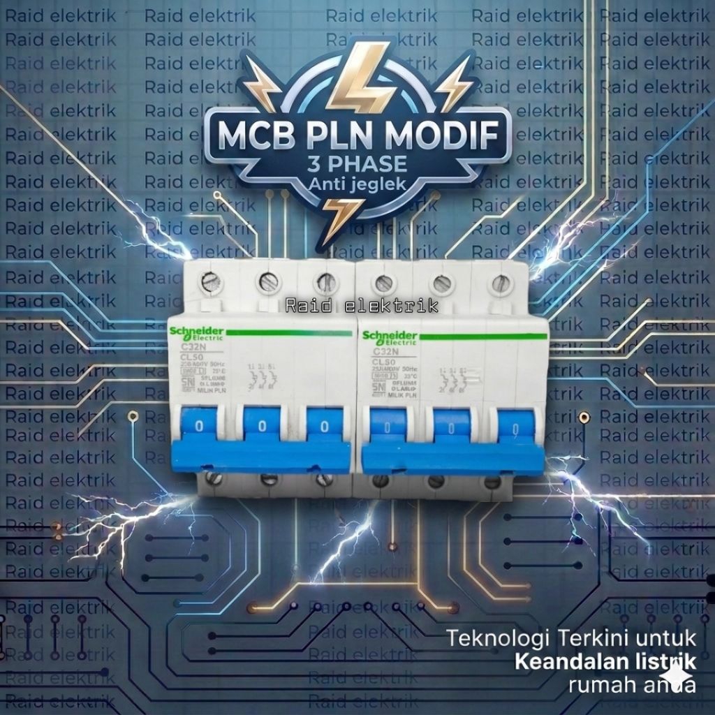mcb pln 3pas modif anti jegglek seperti 6a modif 50a, barang second mulus original