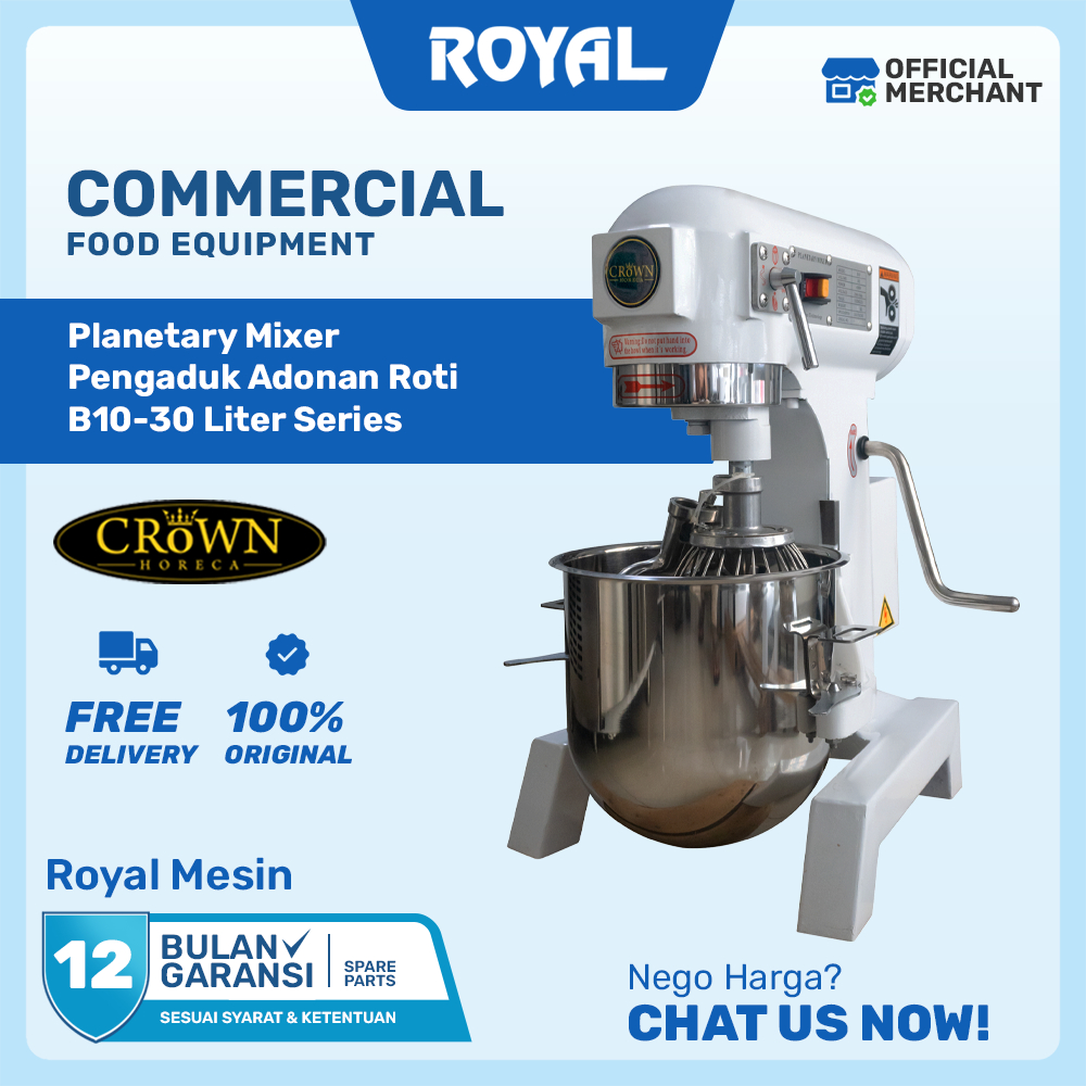 Mesin Pengaduk Adonan Roti Donat Kue Bolu 20 Liter | Planetary Mixer CROWN B20