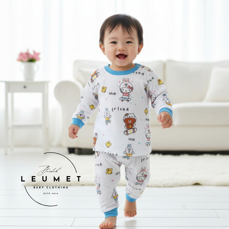 BAJU BAYI SABLON GAFFYKIDS PANJANG  PANJANG UNTUK UMUR 4 - 18 BULAN KANCING PUNDAK