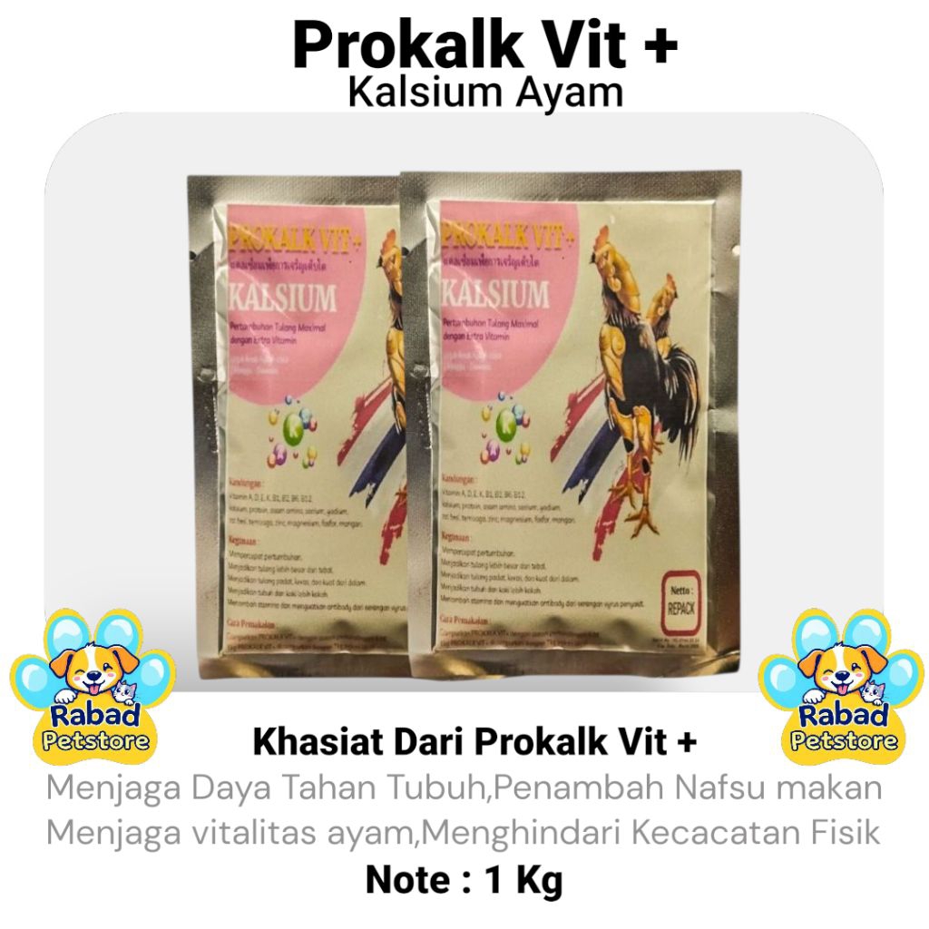 Prokalk Vit + 1Kg Kalsium Ayam Bangkok Suplemen Ayam Laga