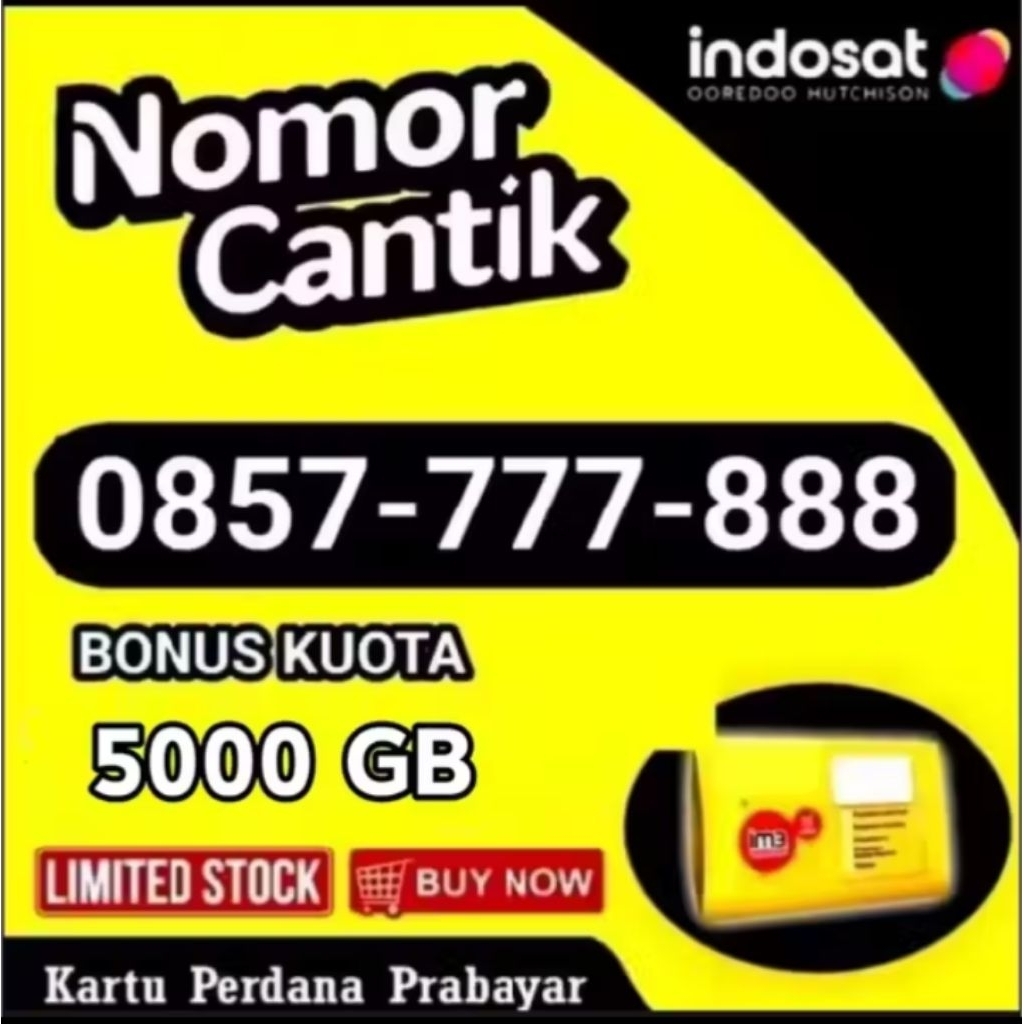 nomor cantik Indosat kartu cantik 10 digit bonus Kouta 5000GB
