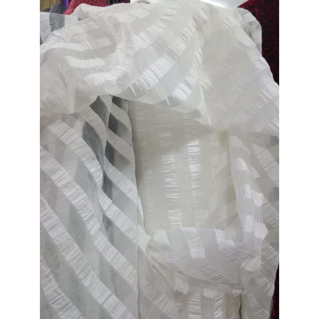 kain organza salur premium | harga 0,5 / m | organza cringkle premium | organza antik | organza salu