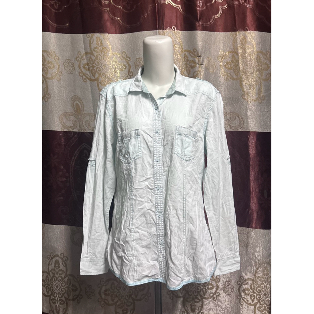branded nevada pl baju wanita kemeja berkerah warna pastel mint / outfit atasan berkancing