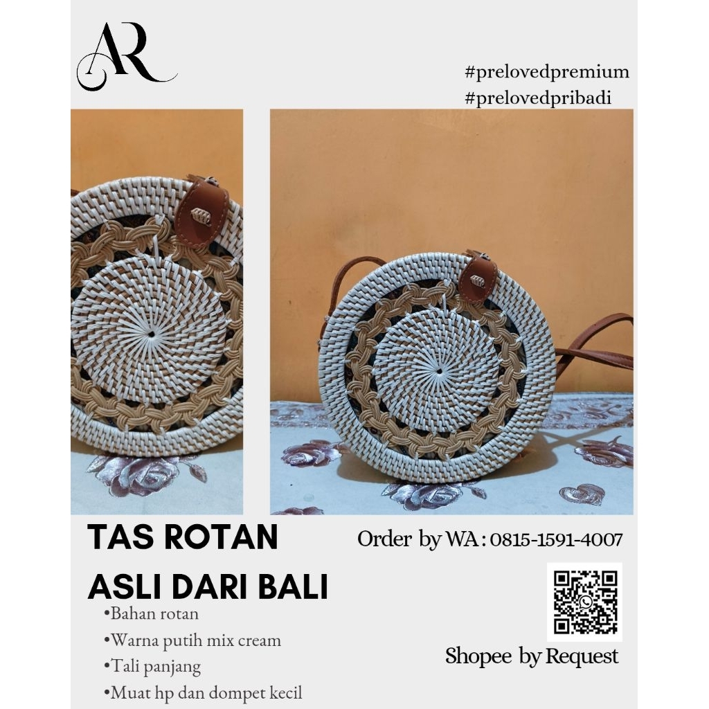 PRELOVED TAS ROTAN BALI PUTIH - WANITA - KONDISI BAGUS -AWET