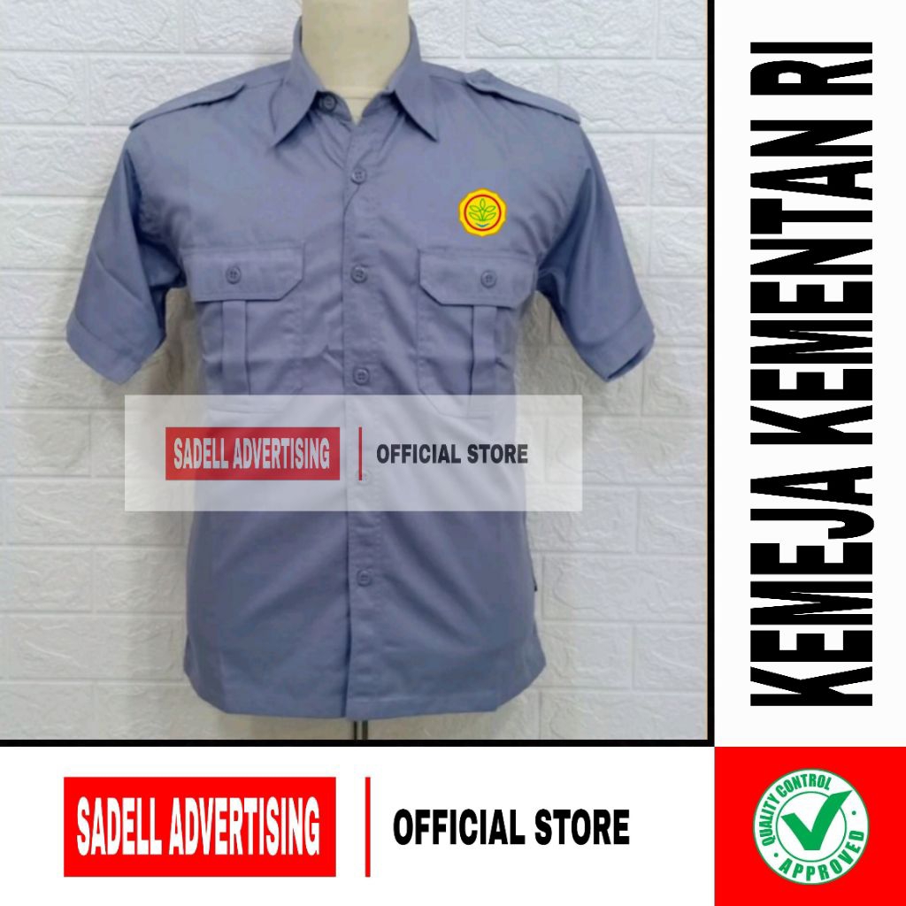 Kemeja PERTANIAN Seragam KEMENTAN RI Baju Kementerian Pertanian RI Abu PDH Lengan Pendek Pria Bordir