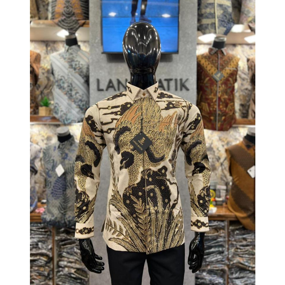 Lano Batik Sutra Tulis Prada - Burung Elang - Batik Sutra - Baju Batik Pria - Kemeja Batik Pria - Ke