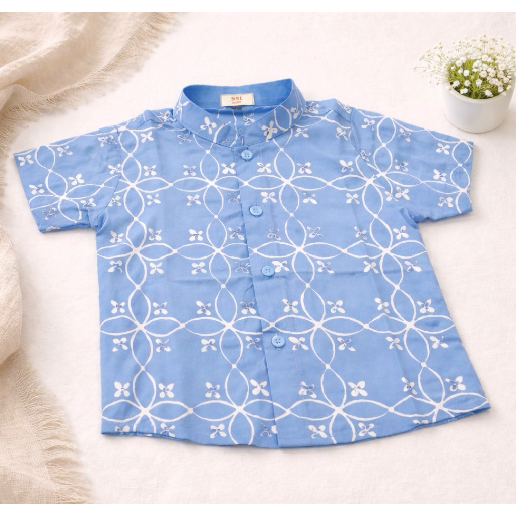 Kemeja batik ayah anak biru muda