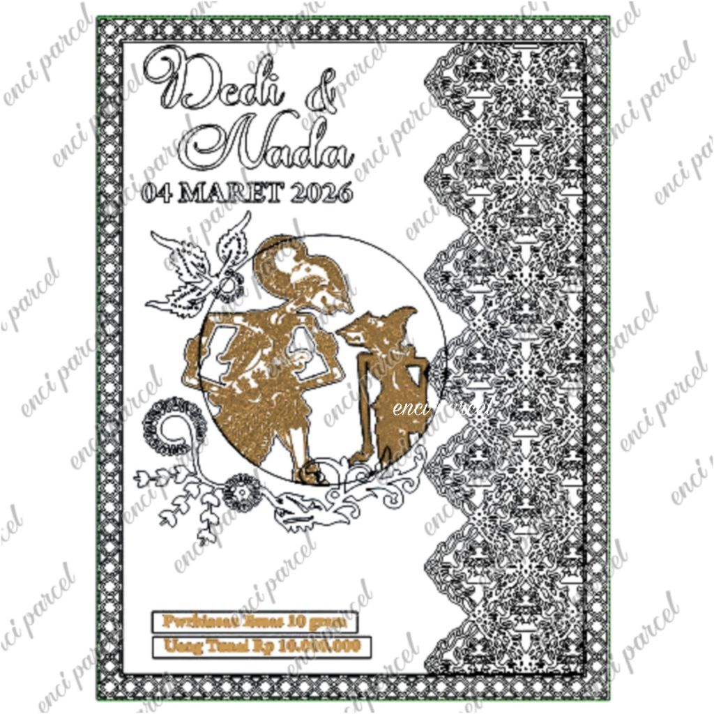 kode 334 set accessoris mahar wayang bentuk ornamen batik daun bunga ulir lengkung bulat lingkaran l