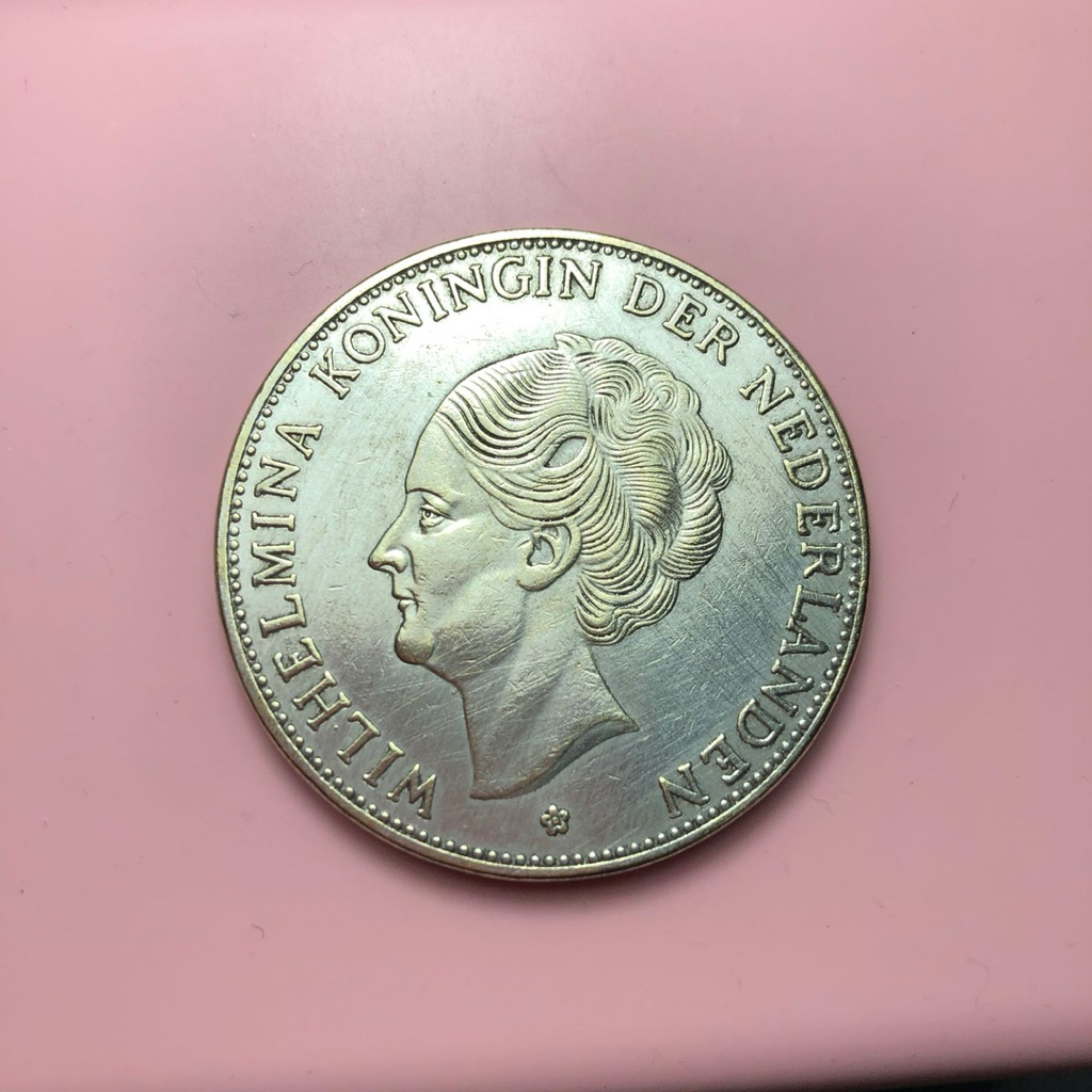 Koin Kuno Wilhelmina 2,5 Gulden 1919 Samping Huruf