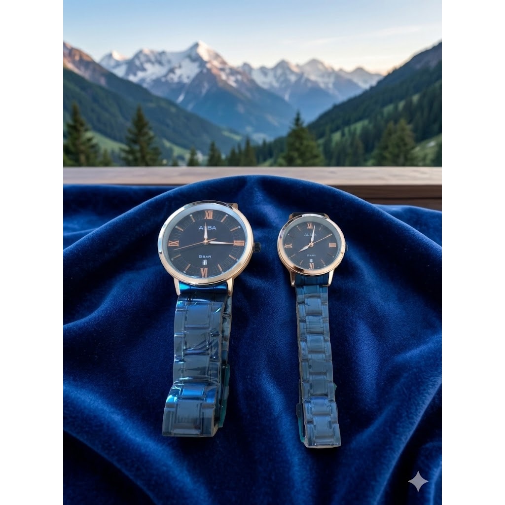 ALBA Jam Tangan Couple Pria Dan Wanita Elegan - Water Resist 5 BAR - Diameter 4cm & 3cm AB1741