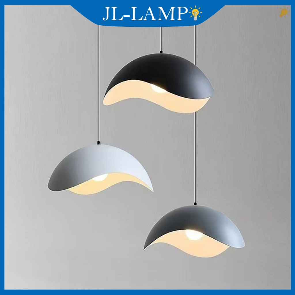 Lampu Gantung Cangkang Telur Besi Lampu Gantung Ruang Makan 30cm E27 3 Warna Ruang Tamu Hitam Abu-Ab