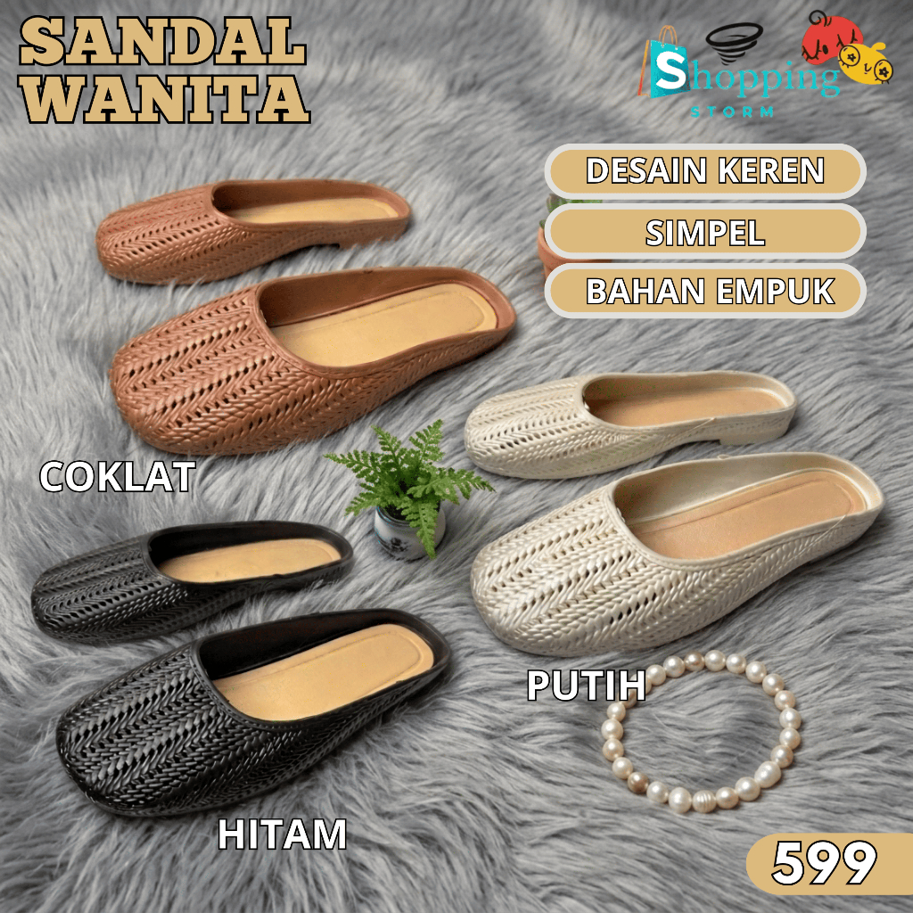 Sandal Selop Slip On Sandal Wanita Karet Jelly Sandal Bustong Wanita - 599