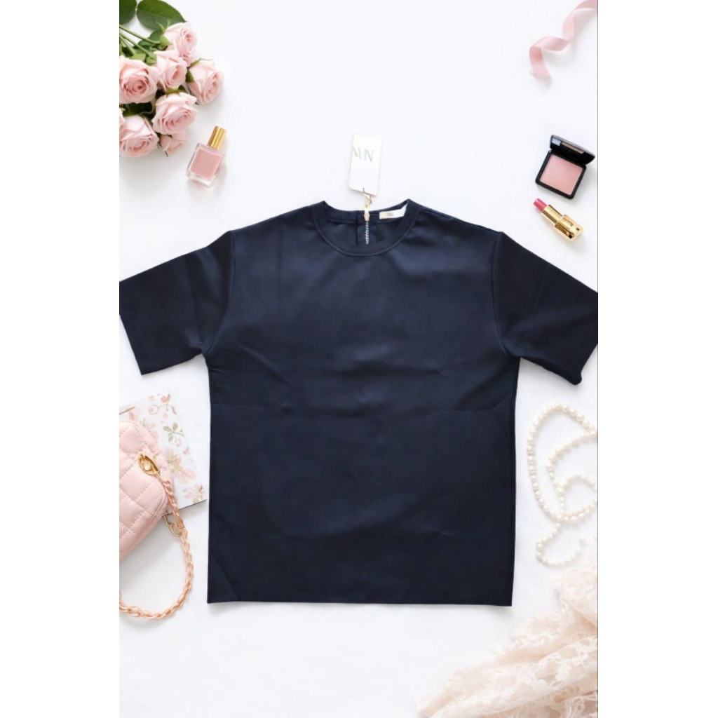 Blouse Hitam/Blouse Satin Hitam/Atasan Wanita Hitam