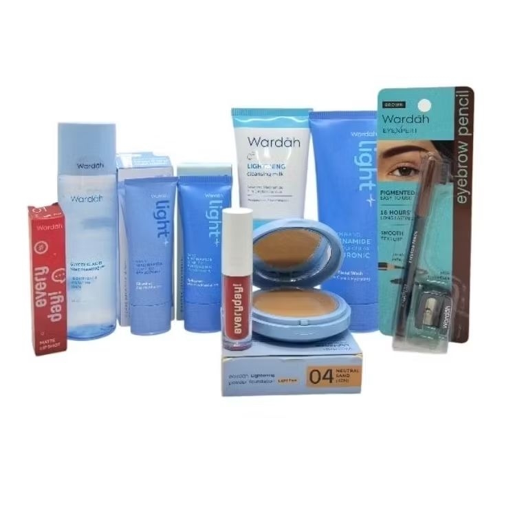 Paket Wardah 9in1 & 8in1 light++/skincare/perlengkapan skincare anak remaja/two way cake/day cream 2