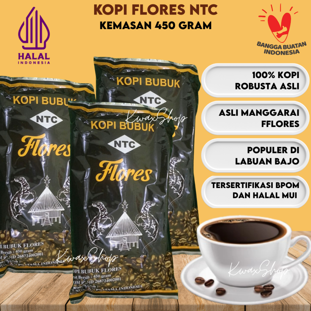 Kopi Flores NTC Robusta 450 gram Asli Manggarai Kupang / Kopi Labuan Bajo