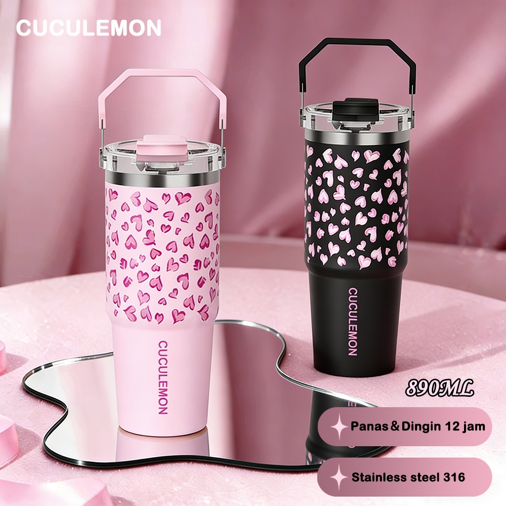 CUCULEMON BLACKPINK Tumbler 900ml Vacuum Insulated Tahan Suhu 24 Jam...