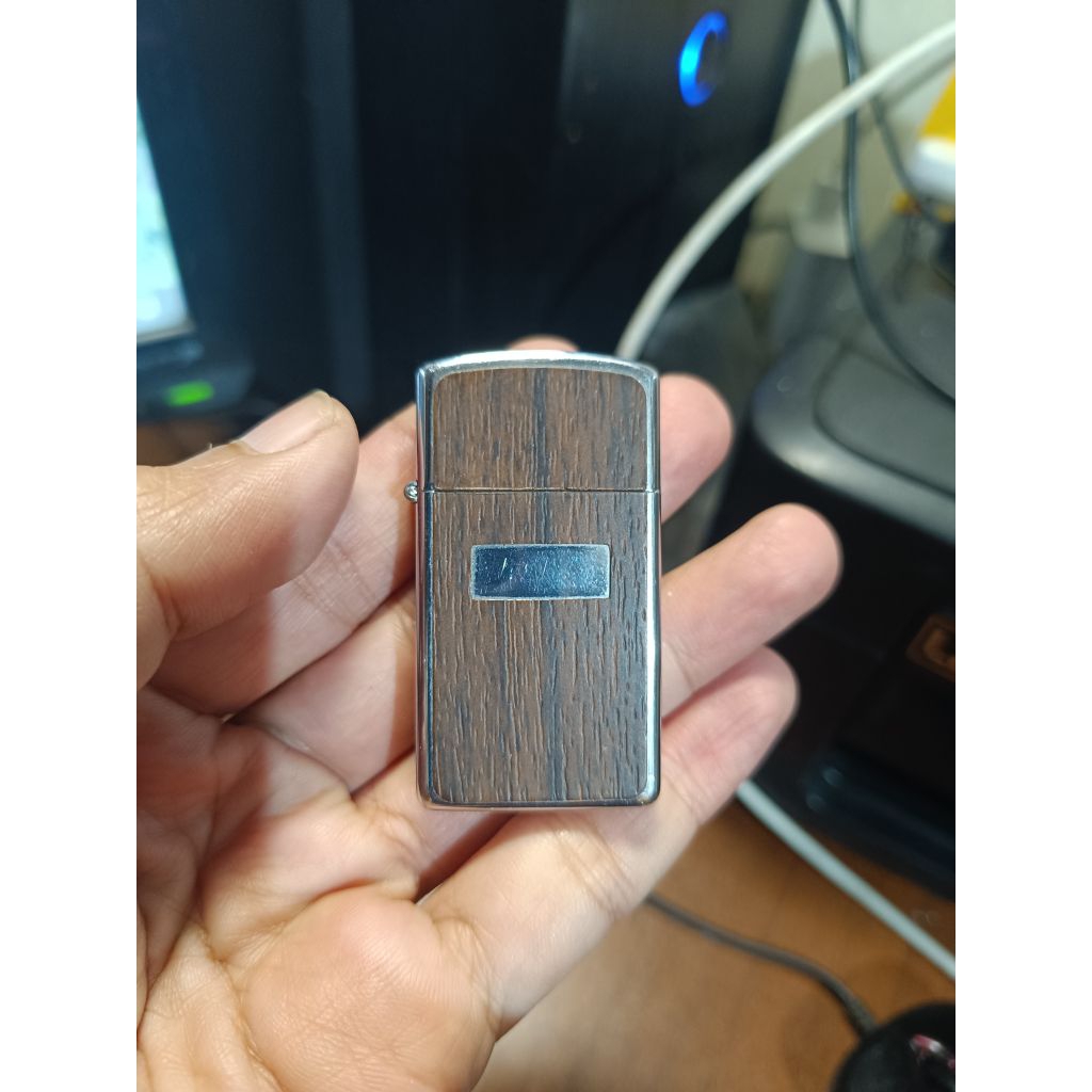 Zippo Slim Wood grain 1984 Used Mulus Rare