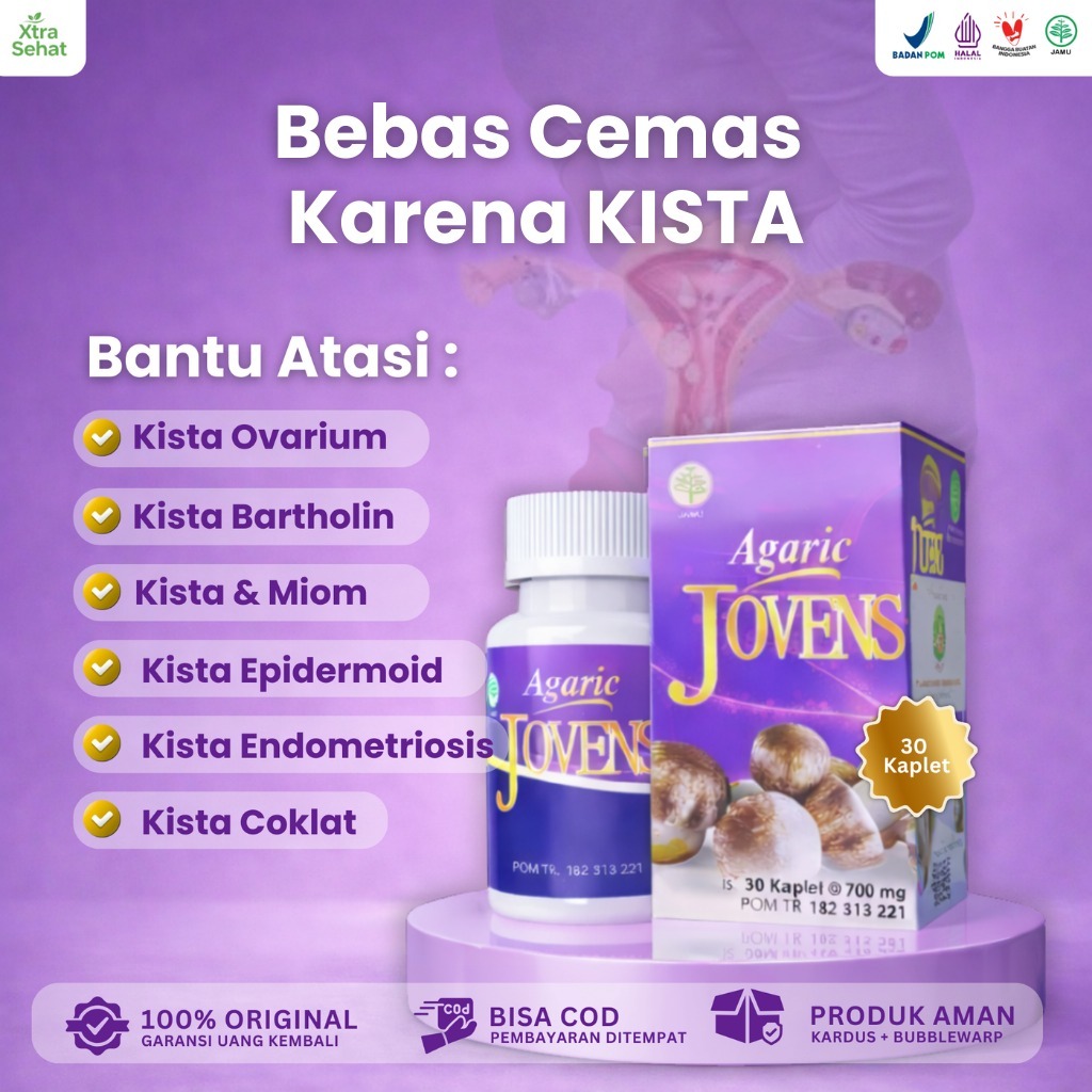 AGARIC JOVENS Obat Herbal Kista Miom Kanker Tumor Jamur Dewa Temu Putih 30 Kaplet