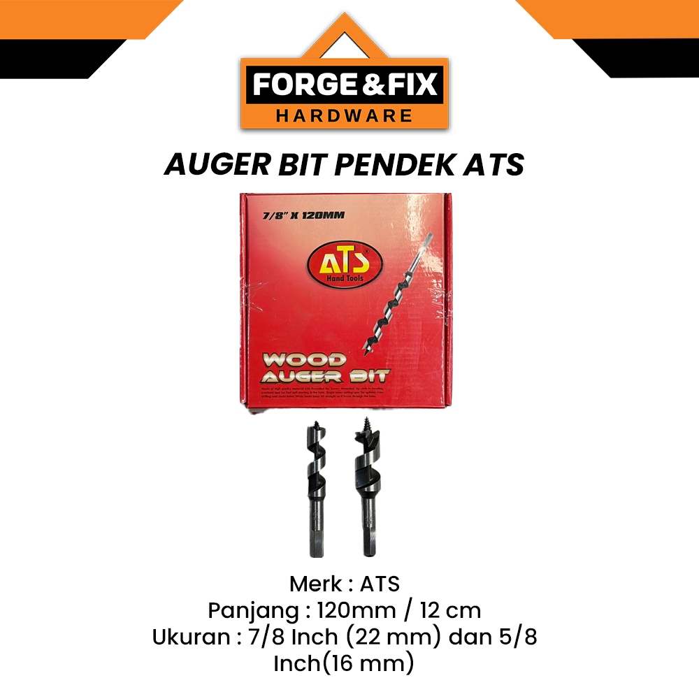 ATS Mata Bor Kayu Pendek Wood Auger Bit 5/8 7/8 INCH