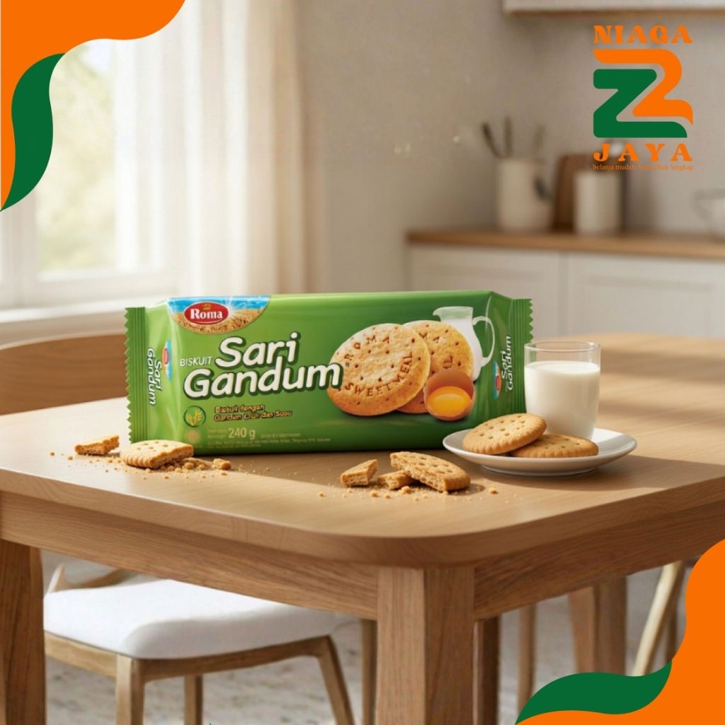 Roma Sari Gandum Original Biskuit Gandum Utuh - 240g Cemilan Sehat & Bergizi