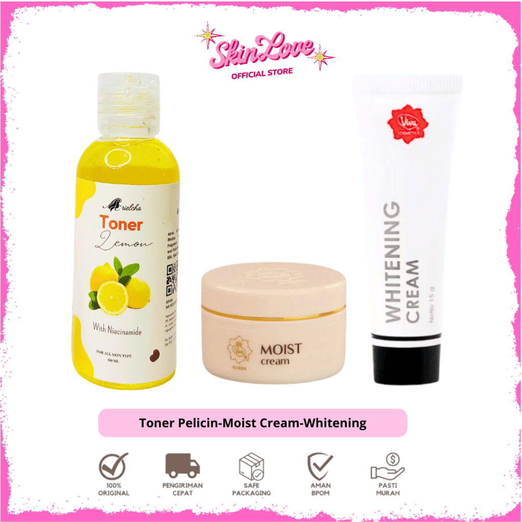 Paket Viva Glowing Cream Flek Hitam Sunscreen Whitening Toner Mencerahkan Wajah Original Isi 3