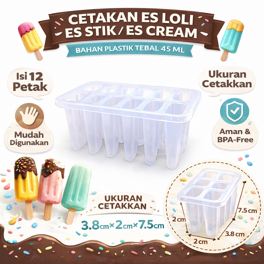 CETAKAN 12 PETAK /Cetakan Ice Cream Stick -  Jual Cetakan Es Krim Magnum - Cetakan Es Puter COD