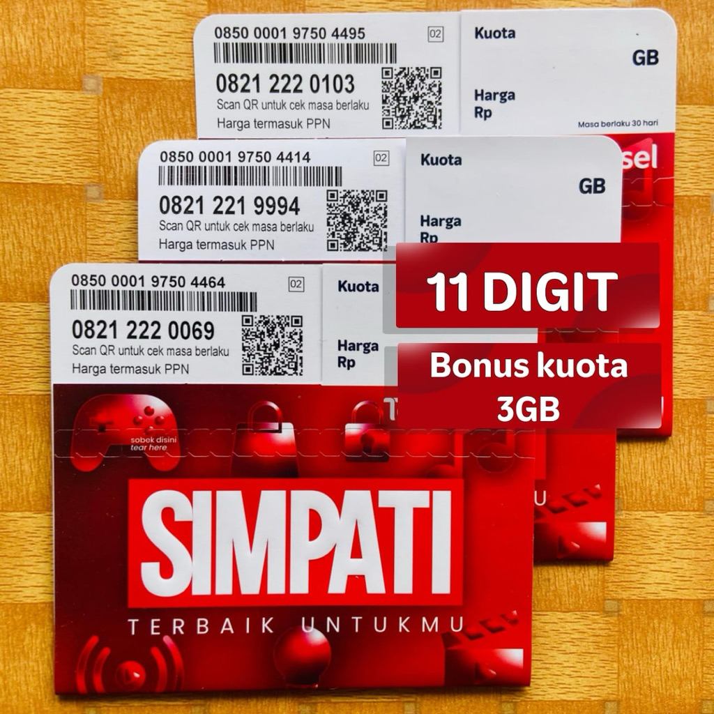 Kartu Perdana Nomor Cantik Telkomsel SIMPATI 11 Digit Triple