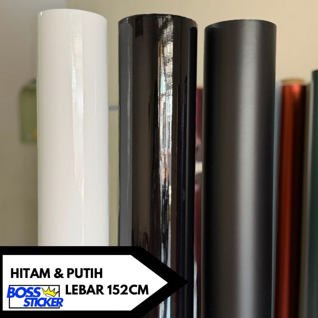Sticker Mobil Hitam Doff Hitam Glossy Putih Glossy 152cm / Skotlet Mobil Lebar 150cm/ Stiker Mobil H