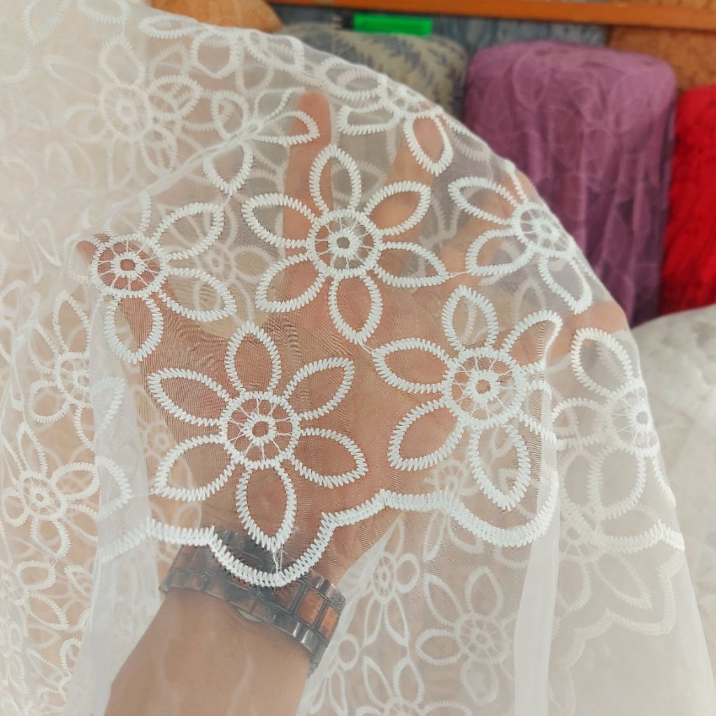 kain organza bordir  Premium  - kain organza bordir meteran - kain organza bordir (BW) kt