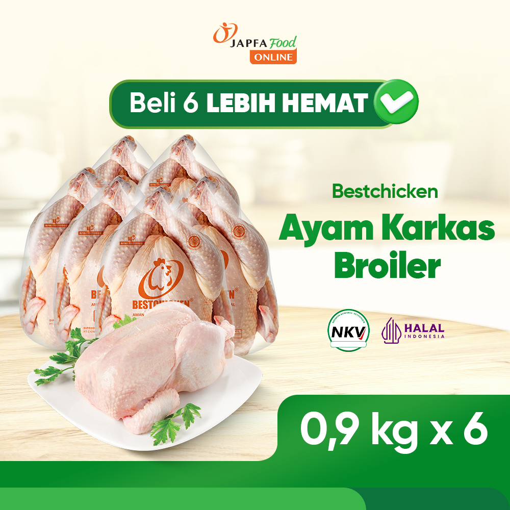 Bestchicken Bundling Hemat Ayam Karkas Broiler / Ayam Utuh Japfa Food 900 gram - Isi 6 pack