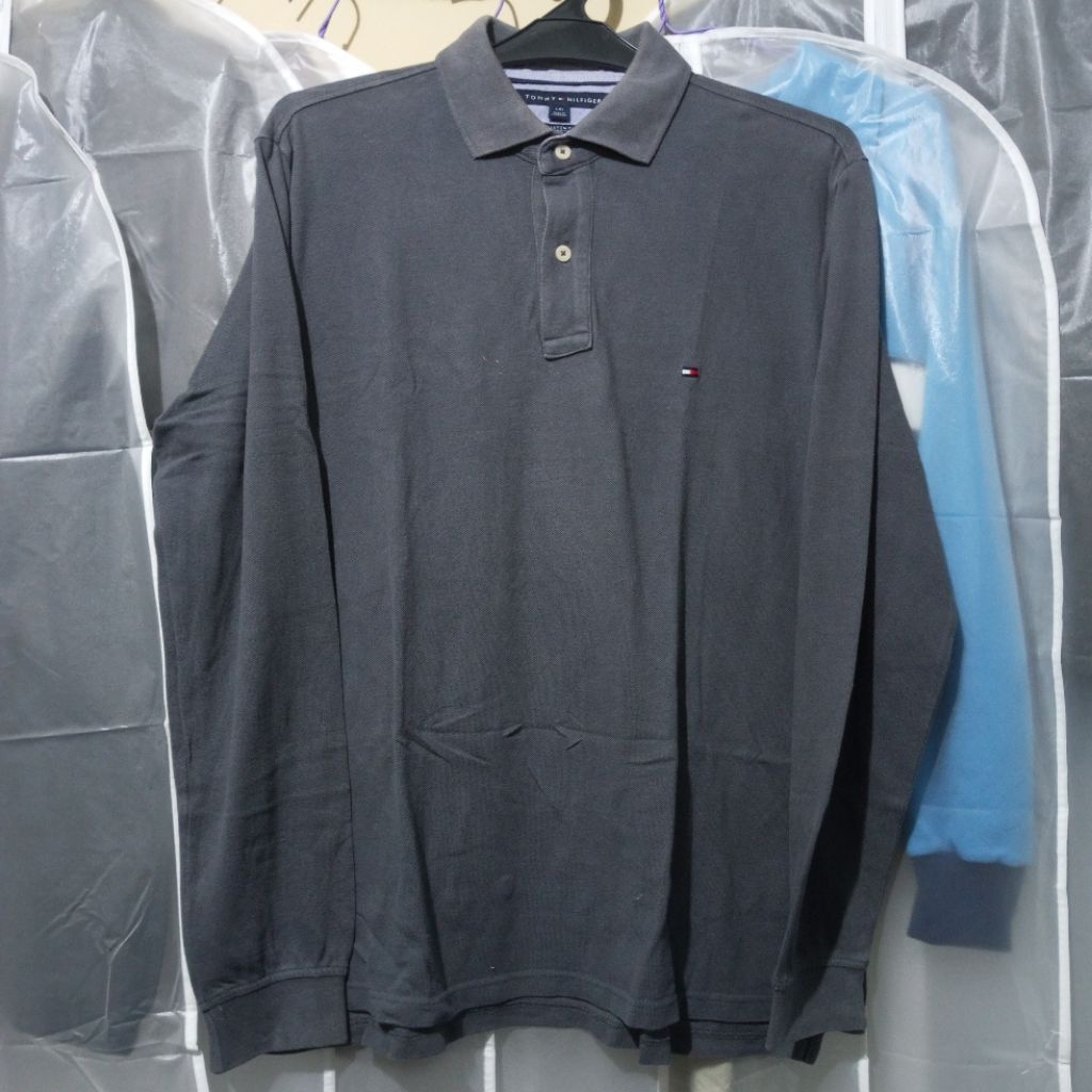 Tommy Hilfiger Long Poloshirt Grey Rugby Kemeja Polo