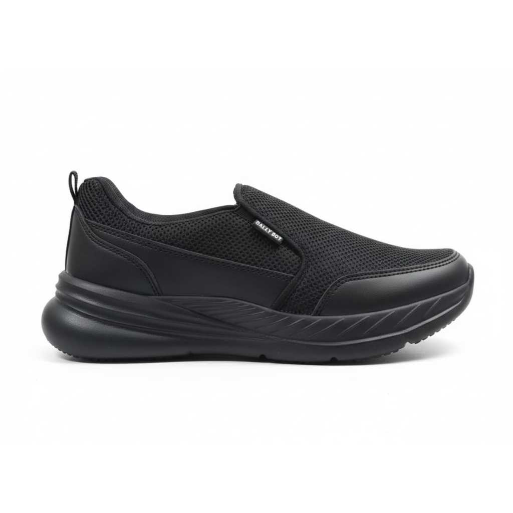 Sepatu Slip On Pria Wanita Hitam Polos Sport Santai 36/44