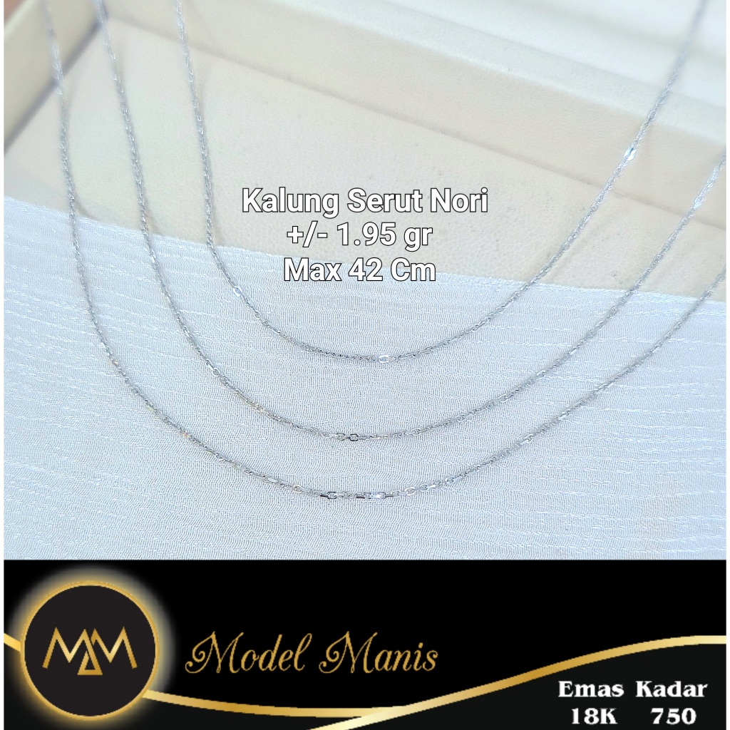 MODIS JEWELLERY - Kalung Serut Nori Putih - Emas 17k 750