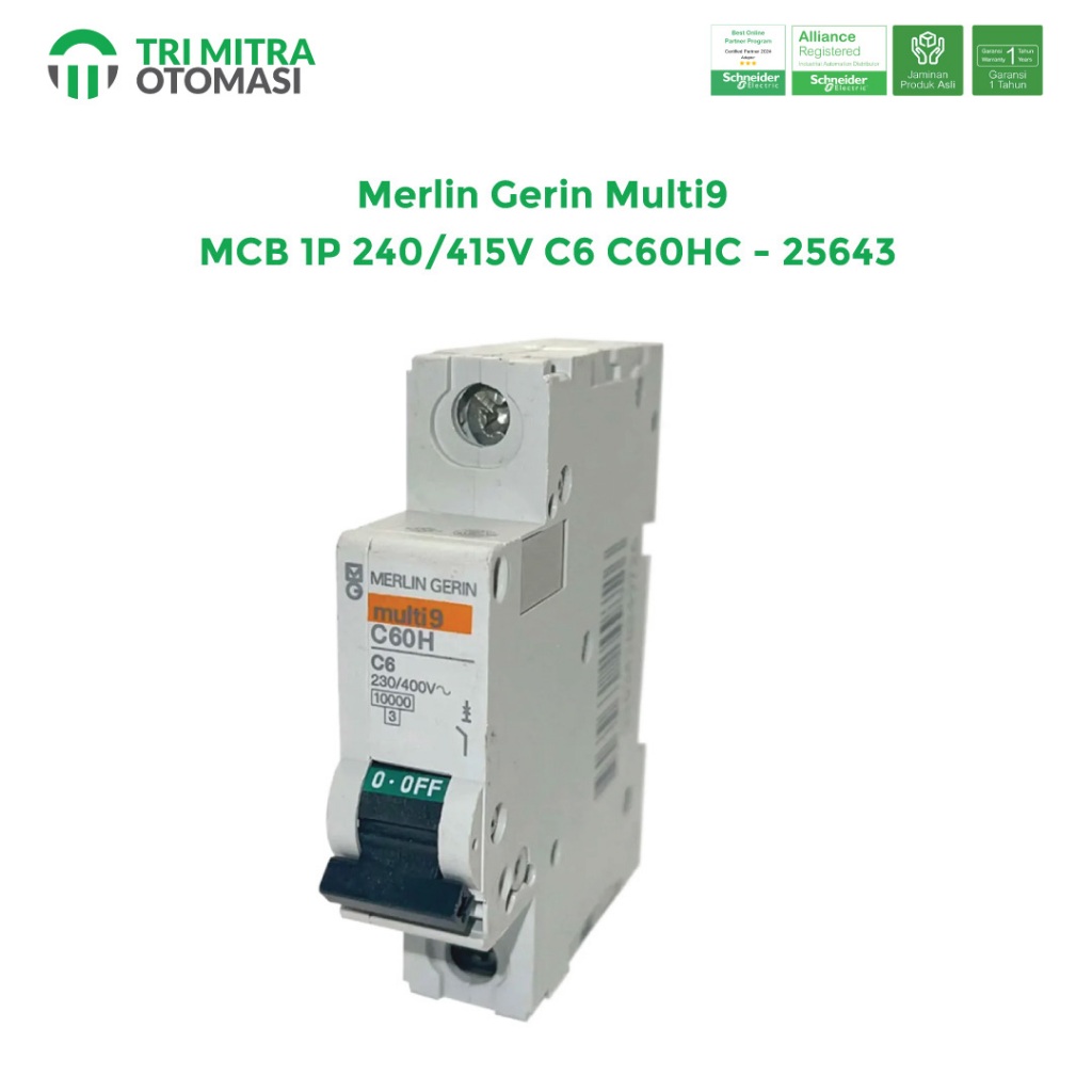 Merlin Gerin Multi9 MCB 1P 240/415 C6 C60HC - 25643