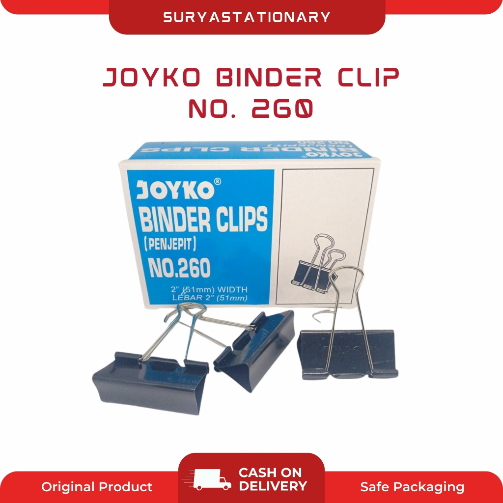 JOYKO BINDER CLIP NO. 260 / Penjepit Kertas Joyko no.260 / Binder Clips Joyko no.260