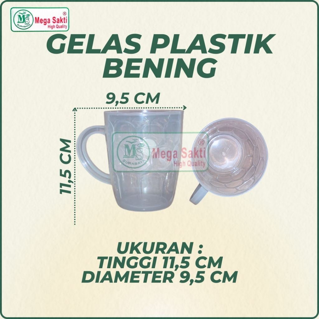 (ISI 1 PCS) GELAS BENING PLASTIK / MUG / GELAS AIR MINUM JUMBO / PLASTIK MURAH