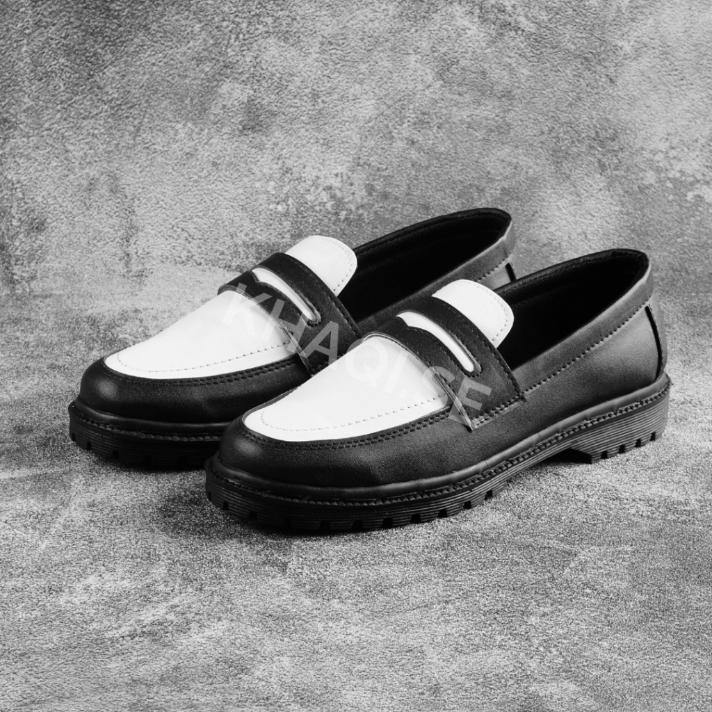sepatu loafers hitam putih Sepatu Formal Loafers Pria Wanita Hitam Sepatu Slip On Slop Casual Kondan