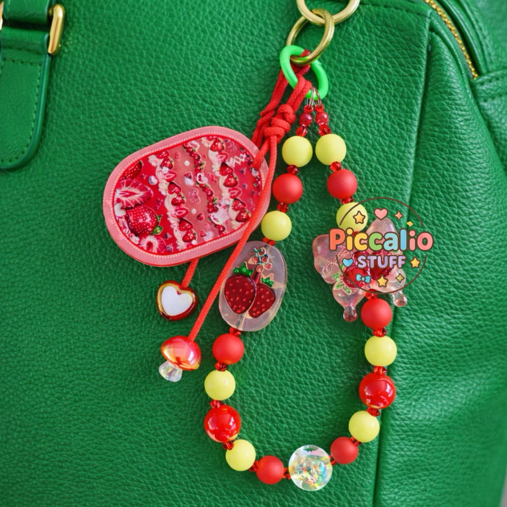 Strawberry Candy Bag Charm Handmade