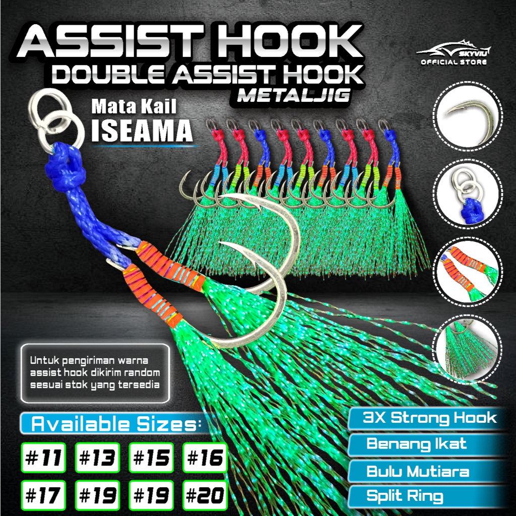 Kail assist ISEAMA Double hook metal jig Dobel Asis asist assis micro jig No 11 12 13 14 15 16 17 18