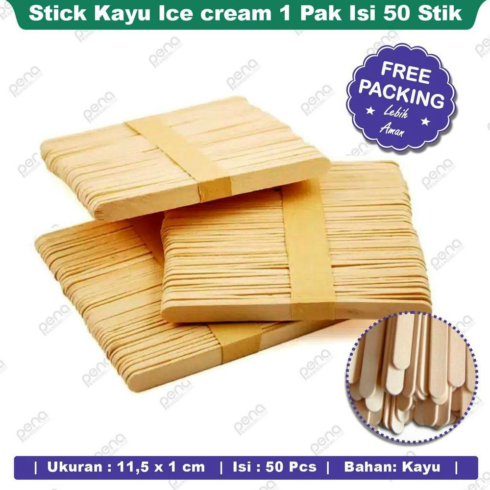 Stick Kayu Ice cream Mainan Kerajinan Stik 1 Pak Isi 50 Stik