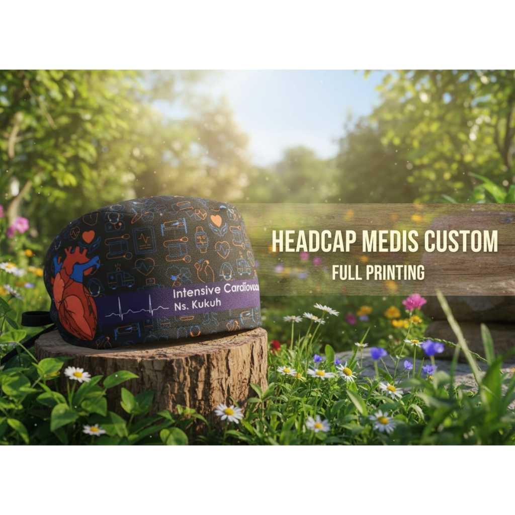 HEADCAP MEDIS CUSTOM NAMA/LOGO | SCRUB CAP DOKTER PERAWAT | MOTIF MEDIS UNIK & STYLISH