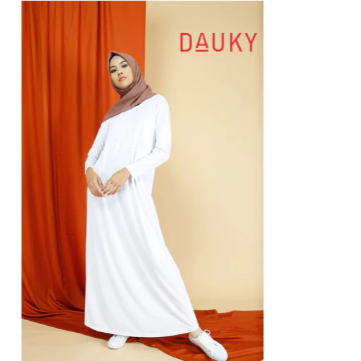 DAUKY Inner Gamis Rayon Spandex Zipper Busui S M L XL Putih