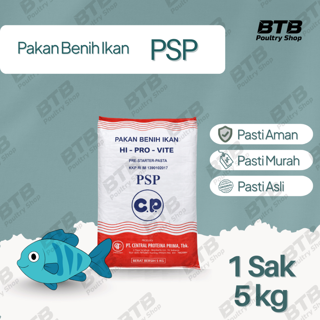 HI-PRO-VITE PSP Powder Pakan Benih Ikan Tepung 1 Sak 5Kg | Repack 3Kg 1Kg 500Gr